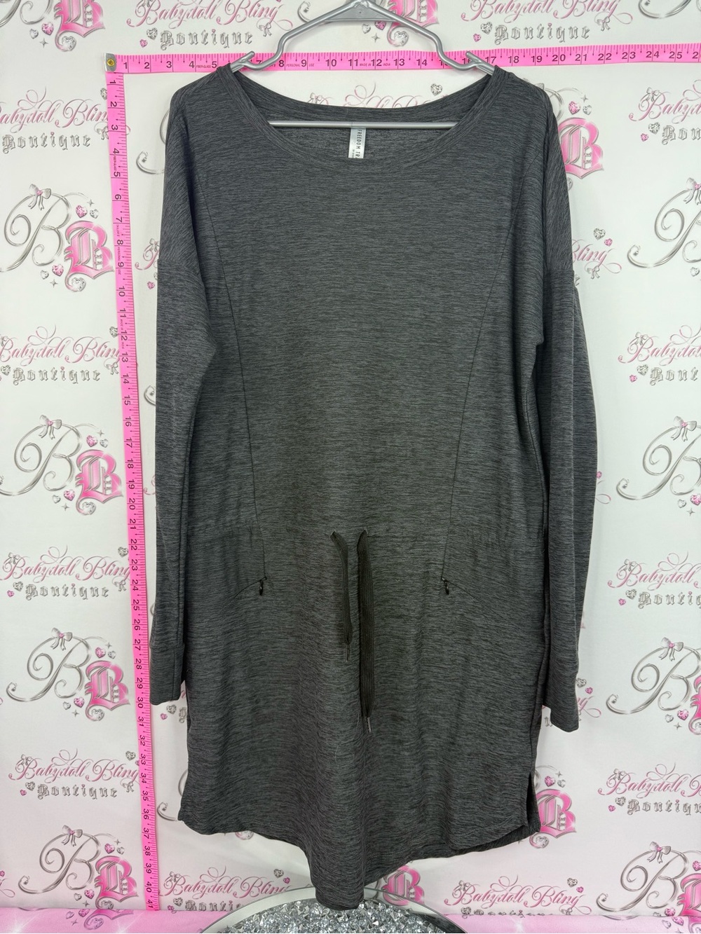 Freedom trail kyodan dress long sleeve stretchy Everyday Gray Drawstring
